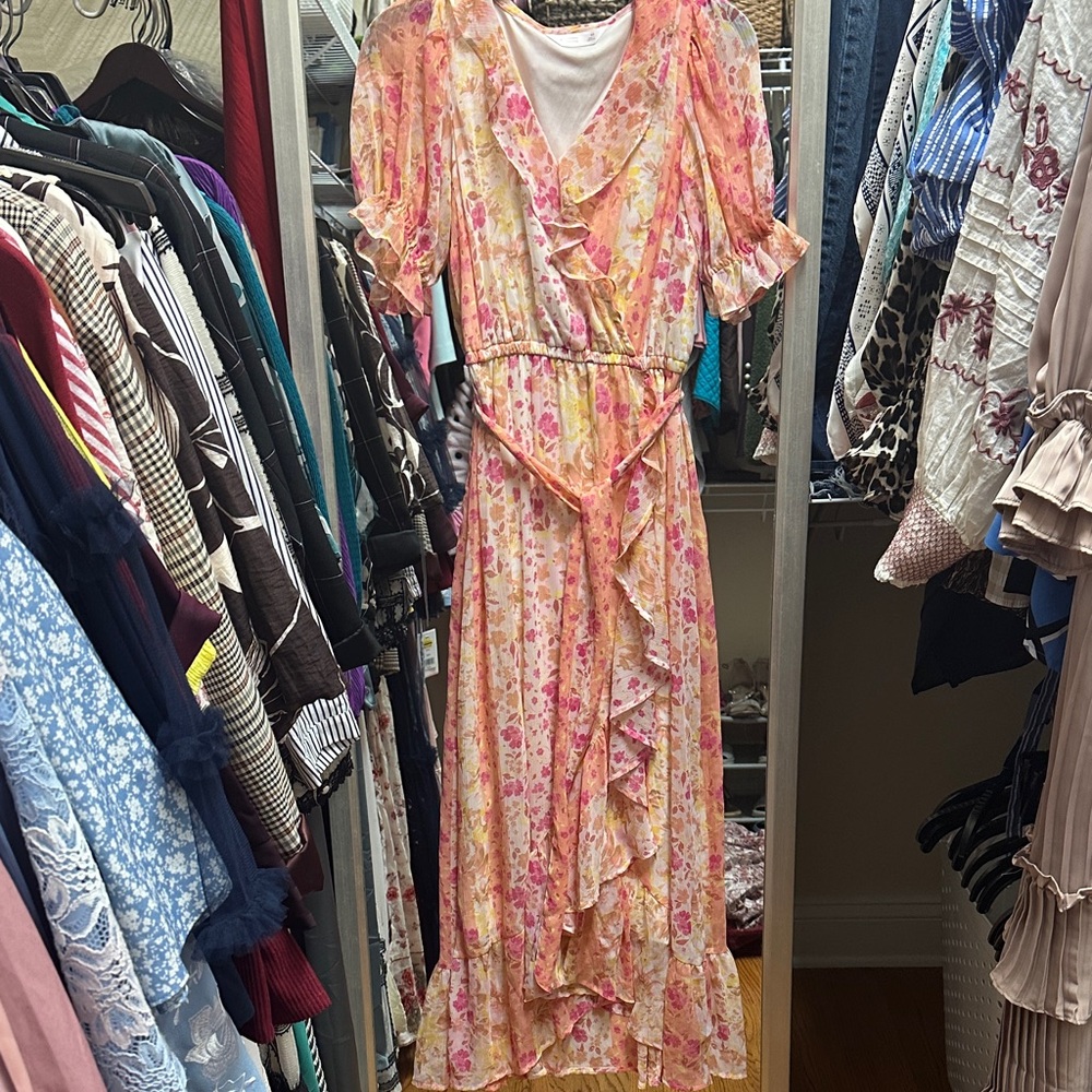 Floral Ruffle Wrap Dress